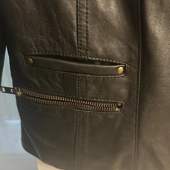 BLACK MOTO LEATHER JACKET - Picture 5 of 5